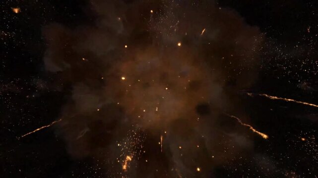 Fiery explosion illuminating the night sky