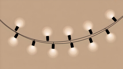 Realistic  lights garlands with glowing bulbs. Festive magic fairy strings for holiday decoration, New Year party banner, Shiny garland outlines