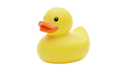 Bright yellow rubber duck isolated PNG, classic bath toy for kids and babies on transparent background, fun childhood icon