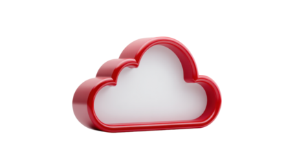 Red cloud icon 3D illustration modern technology storage computing network data symbol minimal design isolated on white background
