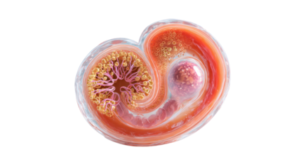 Abstract biological cell structure medical science concept microscopic anatomy detailed 3D render healthcare research visualization isolated on white background