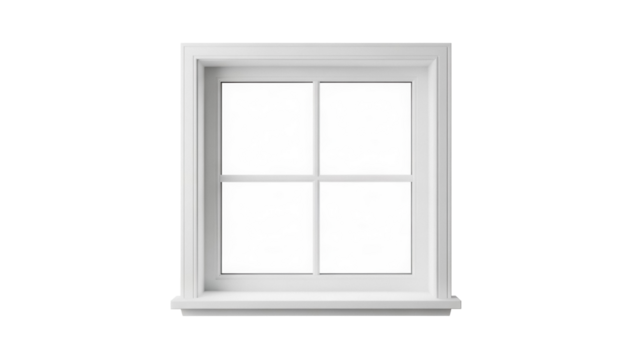 Classic white window frame PNG isolated on transparent background, architectural element for design and construction projects - Powered by Adobe