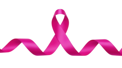 Pink ribbon isolated on transparent background PNG, breast cancer awareness symbol for healthcare campaigns and charitable causes