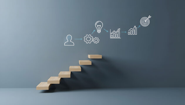 Visualizing the strategic business development process a step-by-step journey from innovative ideas and careful planning to measurable growth and successful goal achievement