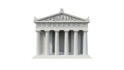 Obraz premium Detailed Parthenon temple PNG isolated on transparent background, ancient Greek architecture with Doric columns and classical design for historical projects