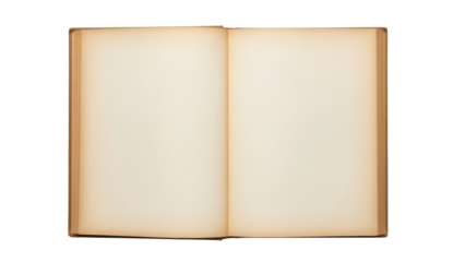 Open book PNG isolated on transparent background, blank pages of old book for writing or drawing, vintage style book with empty sheets