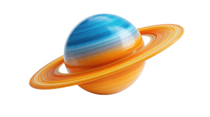 Colorful Saturn planet with rings space illustration futuristic astronomy science fiction cosmic art vibrant render isolated on white background