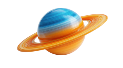 Colorful Saturn planet with rings space illustration futuristic astronomy science fiction cosmic art vibrant render isolated on white background