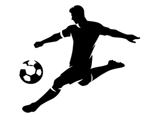 black silhouette of a man kicking a ball, vector illustration 4
