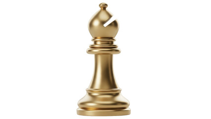 Golden bishop chess piece isolated PNG, strategic game element for board games and intellectual challenges on transparent background