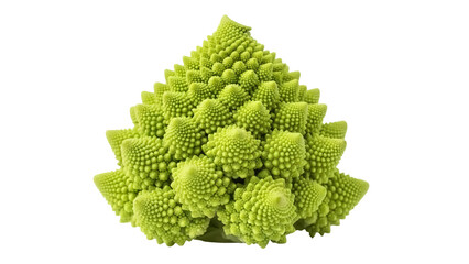 Vibrant green Romanesco broccoli isolated PNG on transparent background, fractal vegetable with unique geometric pattern for healthy eating concepts