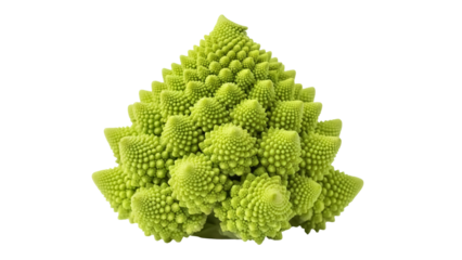 Vibrant green Romanesco broccoli isolated PNG on transparent background, fractal vegetable with unique geometric pattern for healthy eating concepts