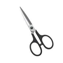 Sharp steel scissors with black plastic handles