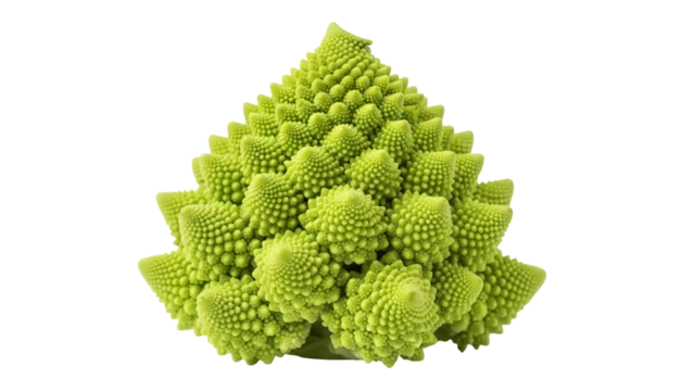 Vibrant green Romanesco broccoli isolated PNG on transparent background, fractal vegetable with unique geometric pattern for healthy eating concepts - Powered by Adobe