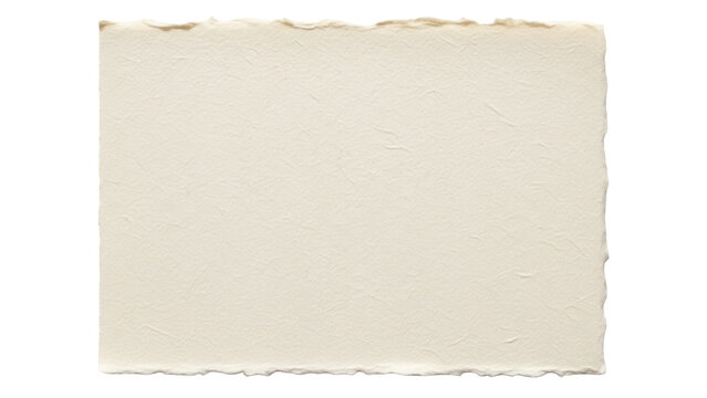Beige handmade paper isolated PNG, textured deckle edge stationery for watercolor painting and mixed media art projects on transparent background