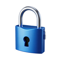 Shiny Blue Metal Padlock Isolated