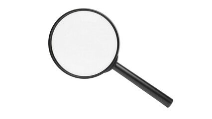 Black magnifying glass PNG isolated on transparent background, search tool for investigation and close inspection, optical instrument