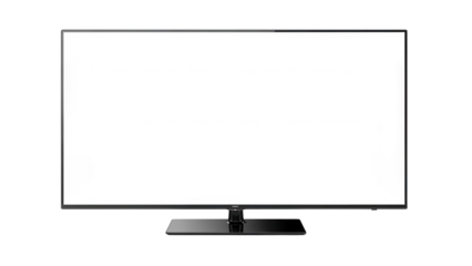 Modern black TV isolated PNG on transparent background, television set for home entertainment and media display