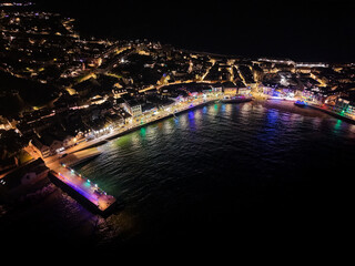 bright night view of St Ives in cornwall