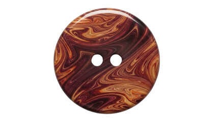 Swirl patterned button isolated PNG on transparent background, brown and gold sewing accessory for fashion design and craft projects
