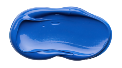 Vibrant blue paint stroke isolated PNG on transparent background, glossy texture for artistic design and creative projects