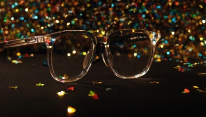 Crystal light glasses effect sparkle prism glare reflection effect. Crystal Banner optical lights, white glare, black streak  overlay. Falling confetti rainbow.6 