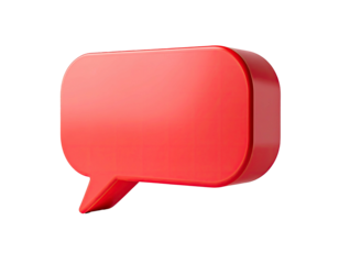Red, rounded speech bubble icon, 3D, isolated