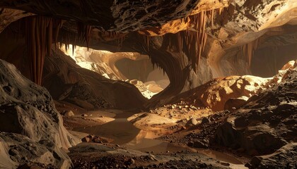 stylized 3d animation of underground geological deposits