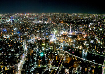 東京スカイツリーからの眺め・夜景（西方向）