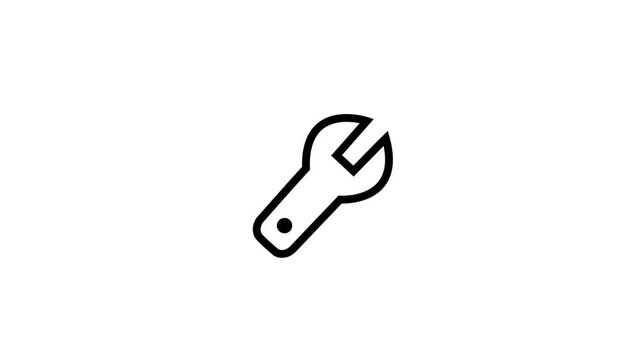 Animated Wrench Icon Loop, Glowing Repair Tool Symbol, Digital Maintenance and Settings Animation for UI Design