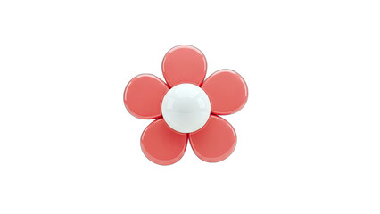 3D Stylized Flower Icon on transparent background