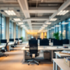 Fototapeta premium Professional Business Office Interior with Heavy Blur Effect
