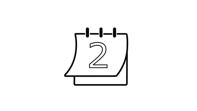 Three different design and different animation, Date counting calendar date of 2 to 31, animation, on white background background,with 4k video animation.