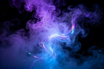 Generative AI vibrant cosmic smoke with luminous trails and swirling colors for mystical