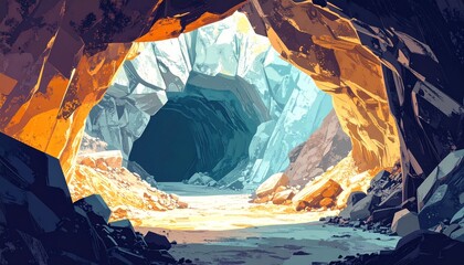 artistic digital painting animation of geological layers