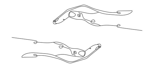 Young girl hand holding continuous line minimalist vector illustration