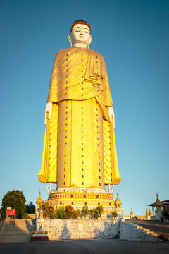 Laykyun Sekkya Buddha is a giant standing Buddha statue in the Maha Bodhi Ta Htuang complex located in the town of Monywa, Sagaing Region of Myanmar