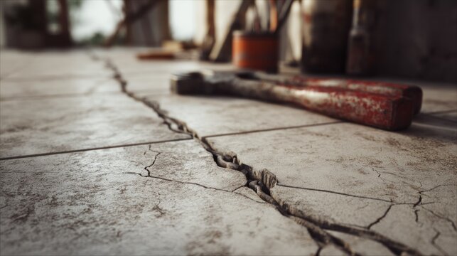 Cracked concrete floor