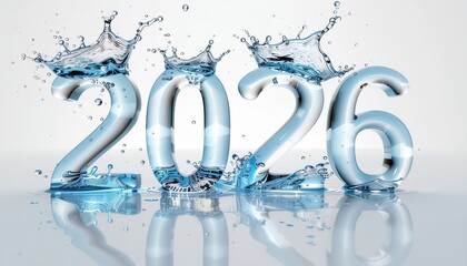 2026 New Years Celebration with Water Splash Effect.