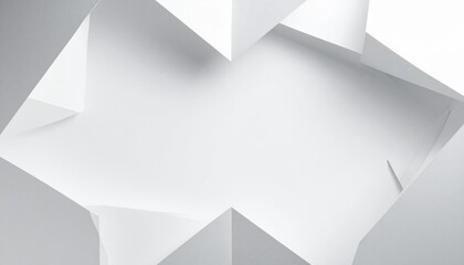 Abstract Geometric White Paper Sculpture With Shadows.