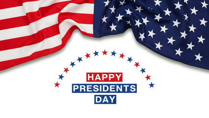 Obraz premium American flag draped over text for Presidents Day with stars and stripes United States