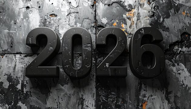 Bold 3D Numbers 2026 on Textured Background. - Powered by Adobe
