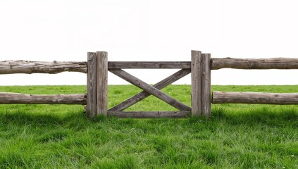 Obraz premium Rustic Timber Enclosure, Grassy Field, and Bright Light Abstraction, Natures Composition.