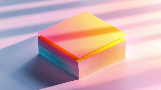 Colorful Stack of Blank Sticky Notes Creating a Vibrant Background with Abstract Light and Shadow Play