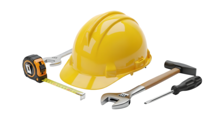 Construction tools and safety helmet