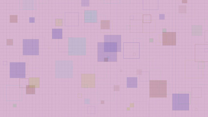 Pastel Geometric Squares Background with Transparent Overlapping Boxes on Grid