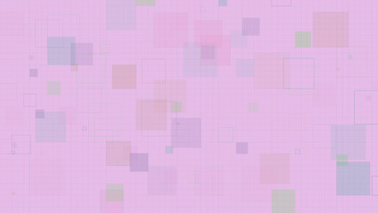 Pastel Geometric Squares Background with Transparent Overlapping Boxes on Grid