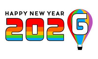 Happy new year 2026 with air balloon design