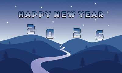 Happy new year 2026 journey illustration design