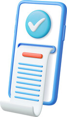 3d Mobile phone with paper financial bill.